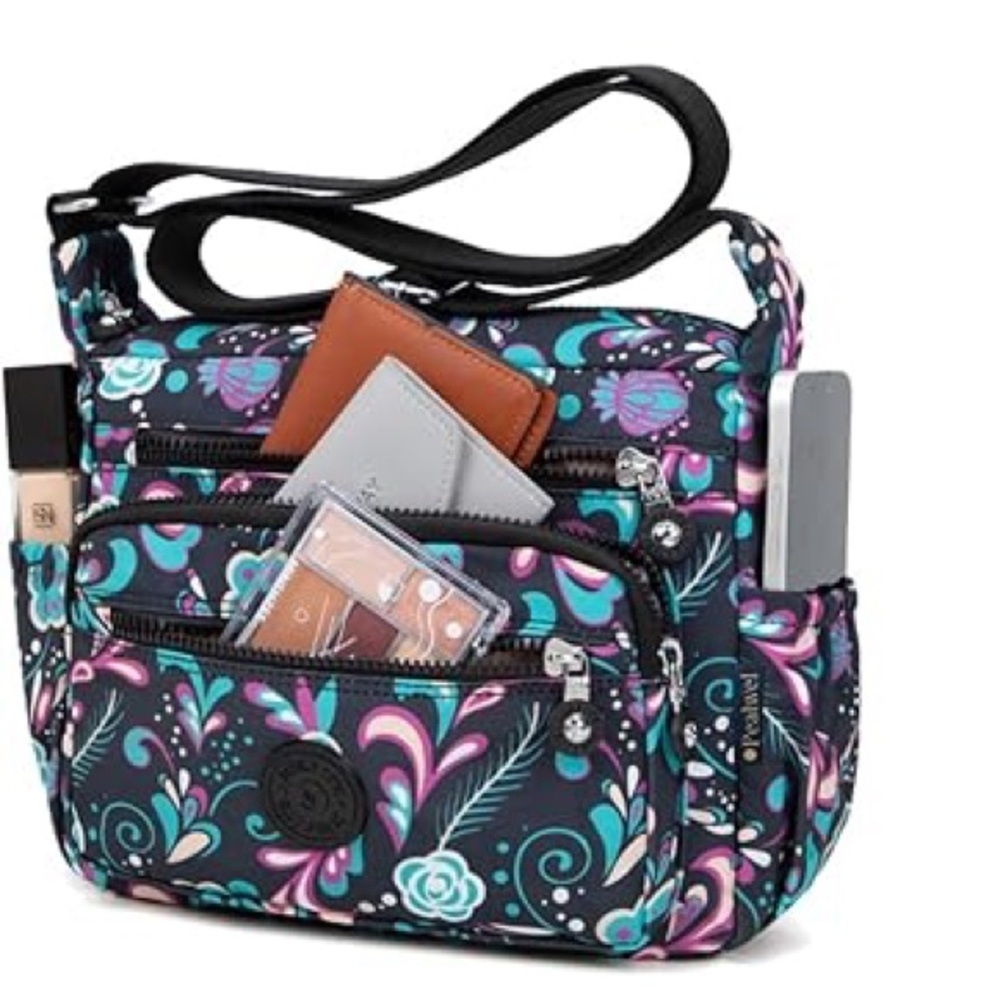 Pealwel Multi-use Nylon  Crossbody Shoulder Handbag - Roomy with Pockets +